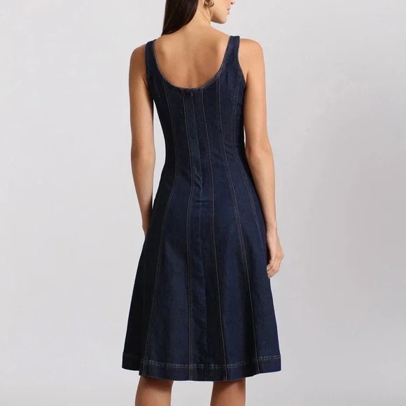 Brand New - AVEC LES FILLES Denim Fit-and-flare Midi Dress πβ¨ - Picture 9 of 13